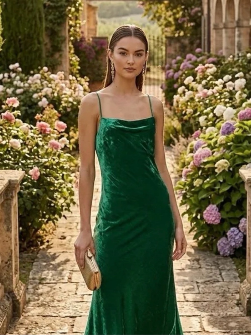 RHODE Emerald Green Velvet Maxi Dress